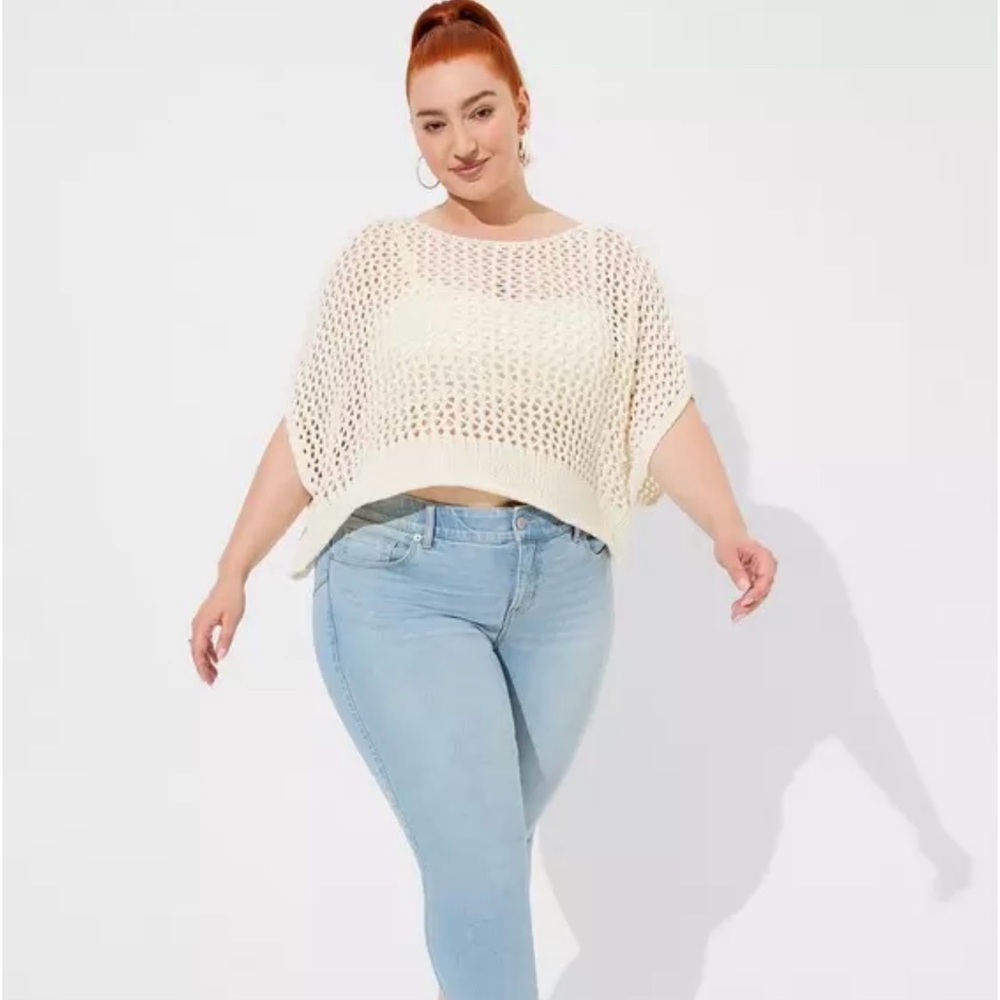 Torrid Open Stitch Pullover Oversized Cropped Sweater Size 0